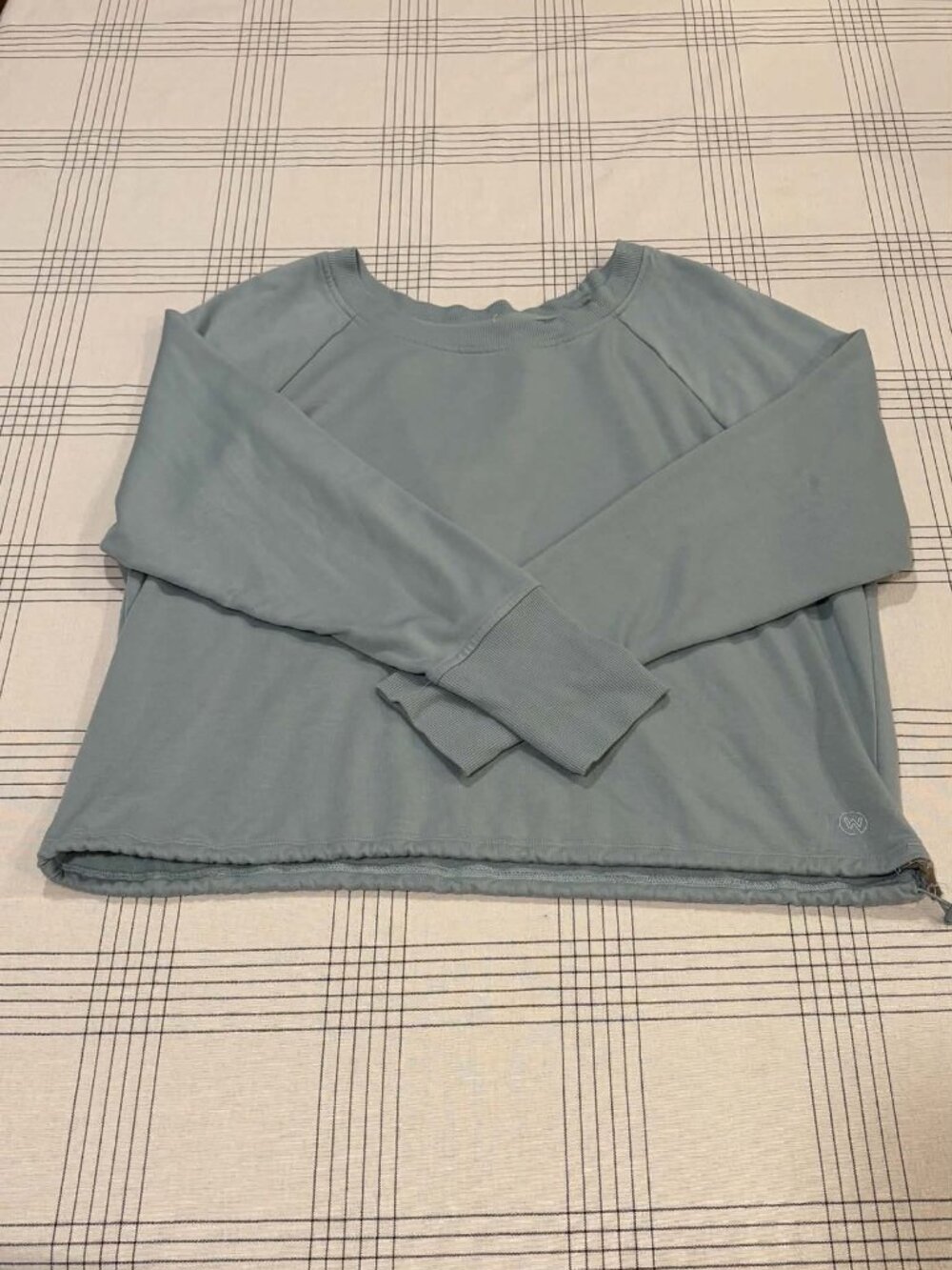 We Wander Blue Modal Cropped Drawstring Pullover Sweatshirt Size L